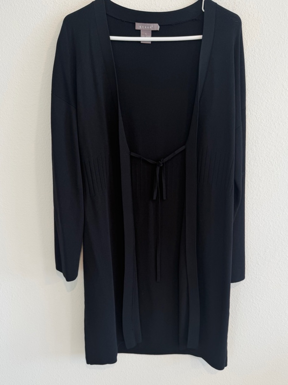 Kenar Black Open-Front Tie Cardigan